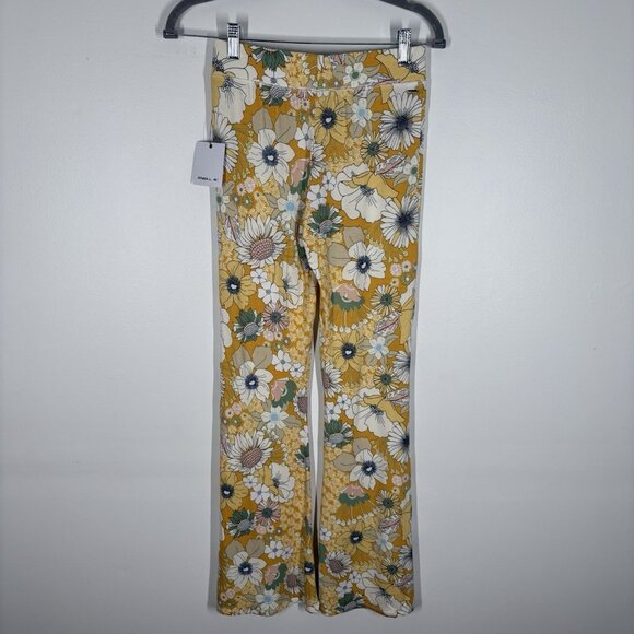O’Neill Women S Yellow Boho Beach Retro Y2K Daisy Belle Floral Flare Pants NWT - Picture 8 of 13